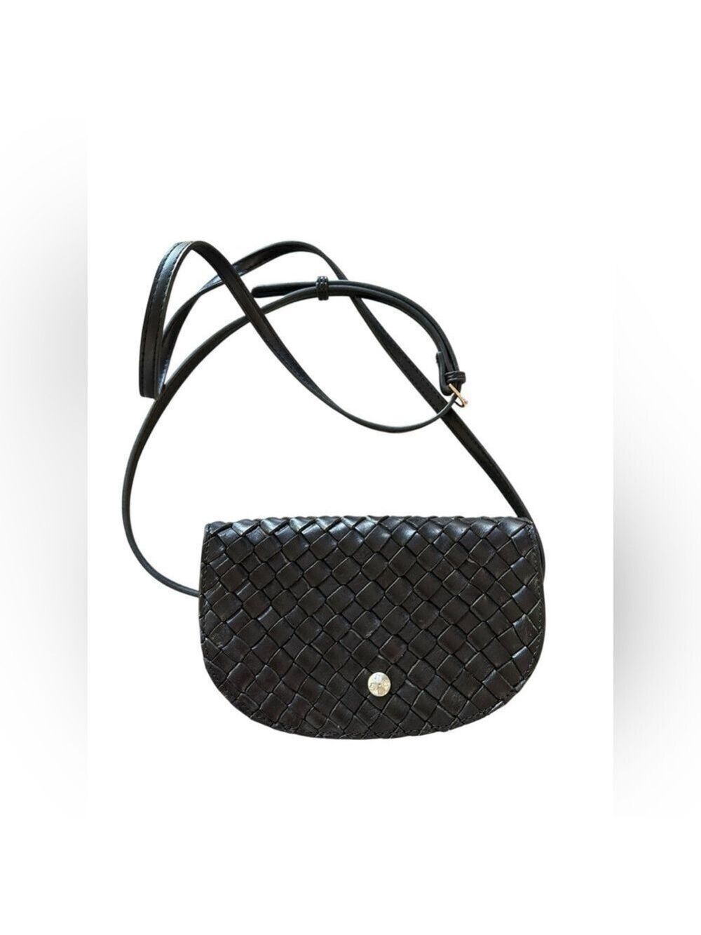 Patricia Nash Black Leather Woven Belt Bag (Missing Belt) Woven Crossbody Bag